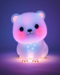 Explore adorable and cute imagery bathed in glowing bioluminescent colors and vibrant light effects. This artwork showcases c