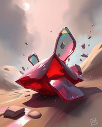 This digital sketch showcases surreal 3D shapes resembling melted glass within a captivating sci-fi environment.  Dynamic mot