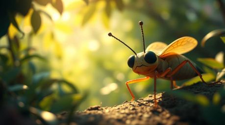 Embark on a whimsical journey with a bug-sized hero as they explore a lush and vibrant backyard jungle. Experience a soft, dr