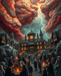 Experience a dreamlike and surreal portrayal of a magical school teeming with young wizards, all set against the backdrop of