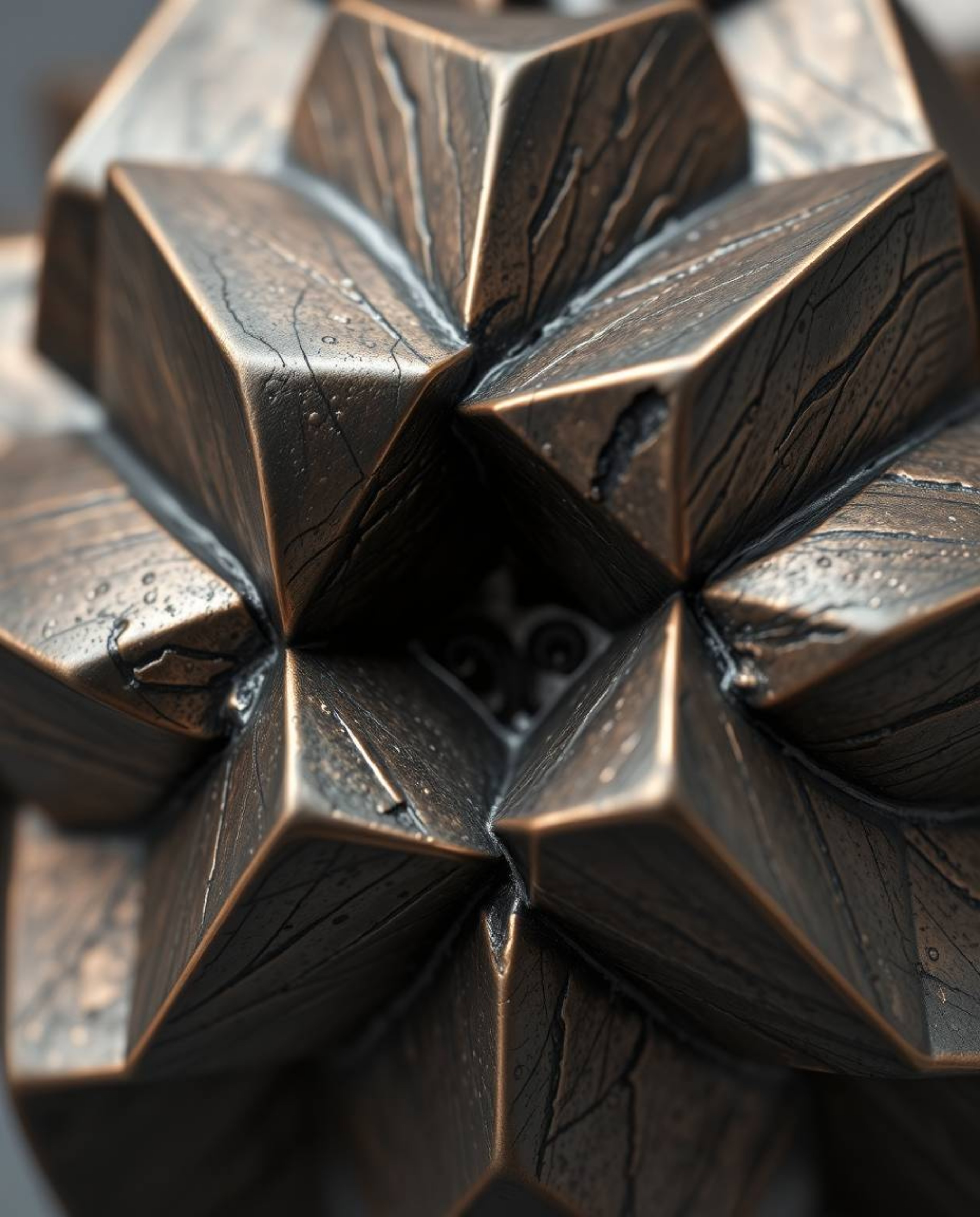 This striking close-up shot showcases a three-dimensional geometric pattern that mimics the delicate folds of paper. Rendered