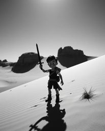 Experience a daring Disney hero's journey through a stark and visually arresting desert adventure, captured in high-contrast,