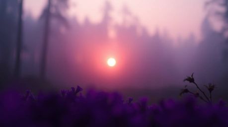 Experience the captivating beauty of this extreme macro photograph.  Deep ultraviolet hues and a soft cinematic haze envelop 