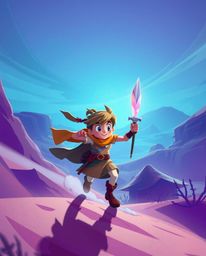 Embark on a Disney-style desert adventure with a brave hero brought to life in a cool color palette of blues, greens, and pur