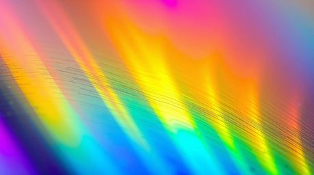 Explore the mesmerizing world of extreme macro photography where an iridescent gradient texture comes alive on a metallic sur