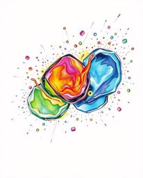 Experience a mesmerizing visual with hand-drawn sketch elements blending seamlessly with glassy fluid 3D shapes in motion. Gl