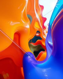 Capture the essence of modern architecture with precise architectural color photography showcasing colorful 3D fluid shapes i