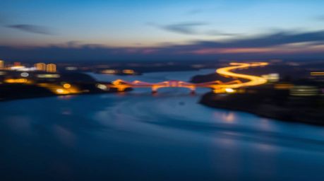 Experience the serene beauty of a river delta at twilight captured with long exposure techniques. This image showcases soft, 