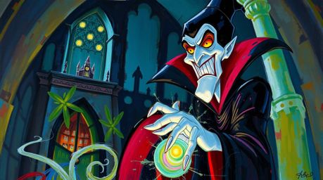 Immerse yourself in a world of classic Disney villainy with this captivating acrylic painting. Featuring sharp features and p