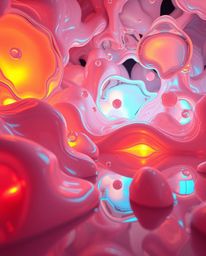 Explore a high-resolution stock photo featuring surreal 3D fluid shapes that mimic the appearance of melted glass within a hy