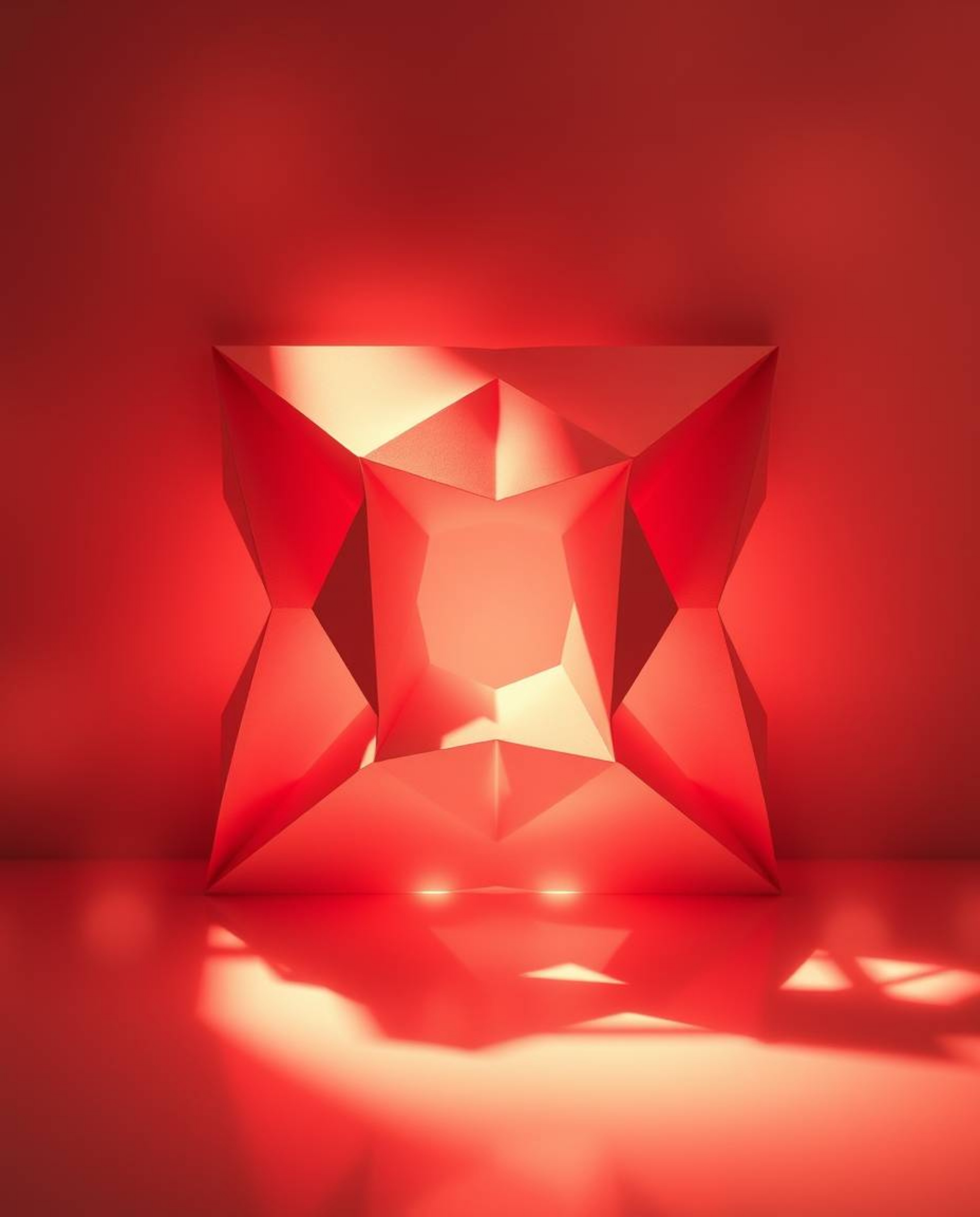 A captivating monochrome image presents a 3D geometric pattern reminiscent of folded paper, bathed in soft light and a hazy a