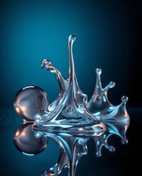 Explore mesmerizing sculptural 3D fluid shapes crafted from reflective mercury, captured under precise studio lighting with l
