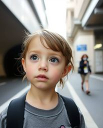 This collection showcases candid street photography capturing an adorable person with charming features and light skin, stand