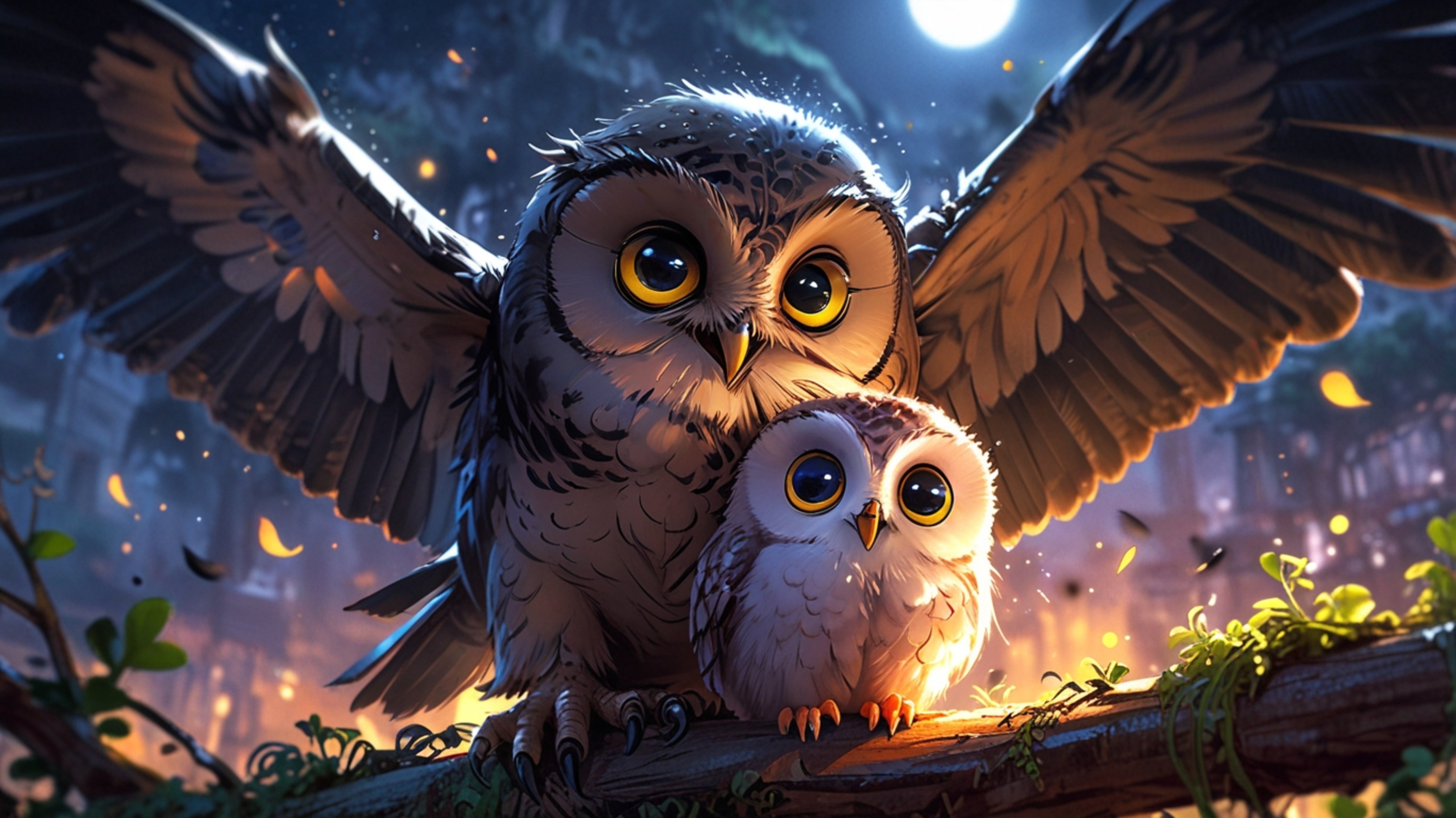 In a deeply touching scene, crafted with the emotional resonance of Pixar and an anime aesthetic, a wise blind owl gently com