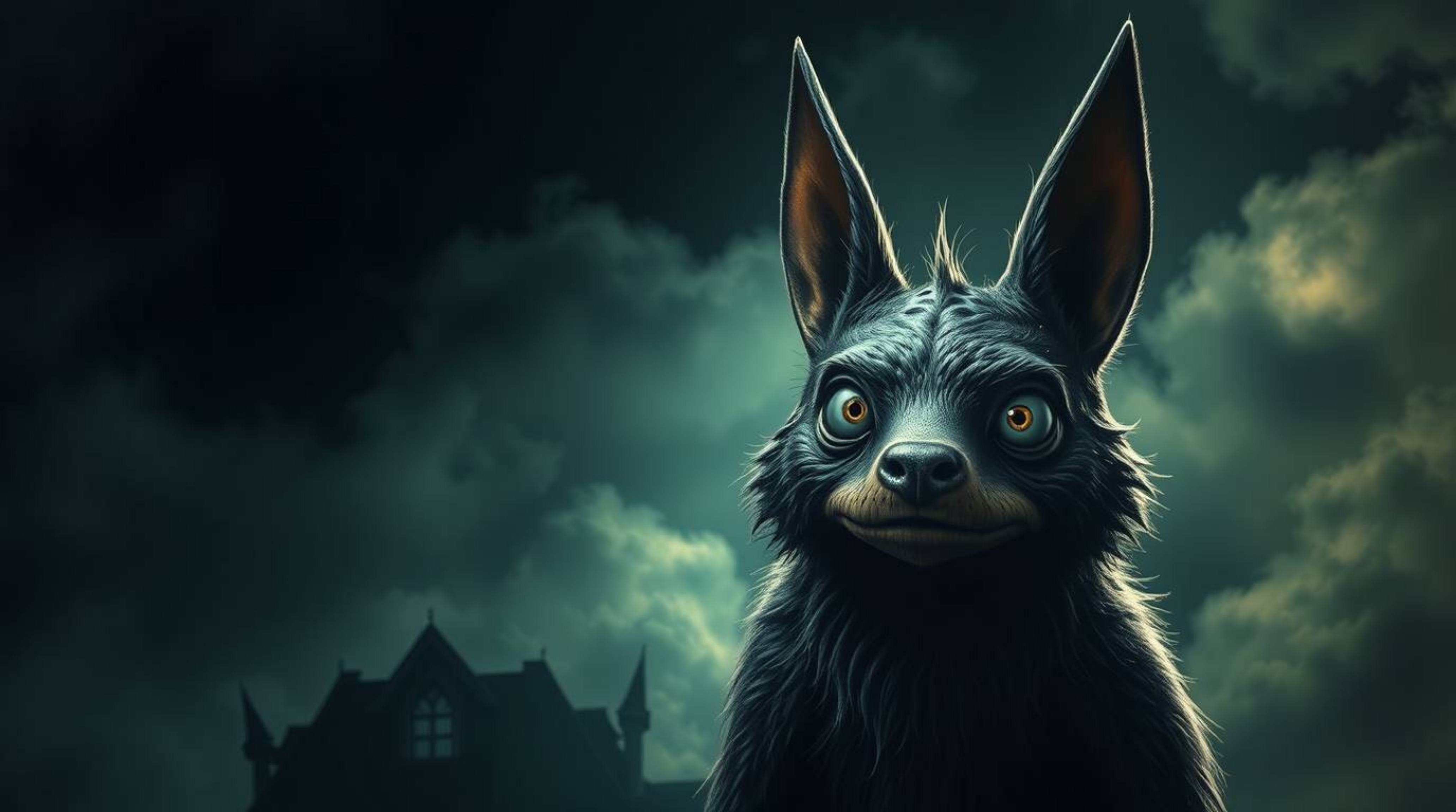 Generate stunning surreal artwork featuring a sarcastic animal sidekick with expressive eyes.  Explore dreamlike imagery, biz