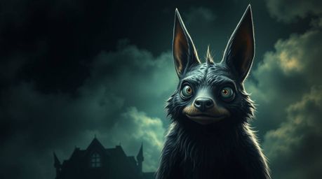 Generate stunning surreal artwork featuring a sarcastic animal sidekick with expressive eyes. Explore dreamlike imagery, biz