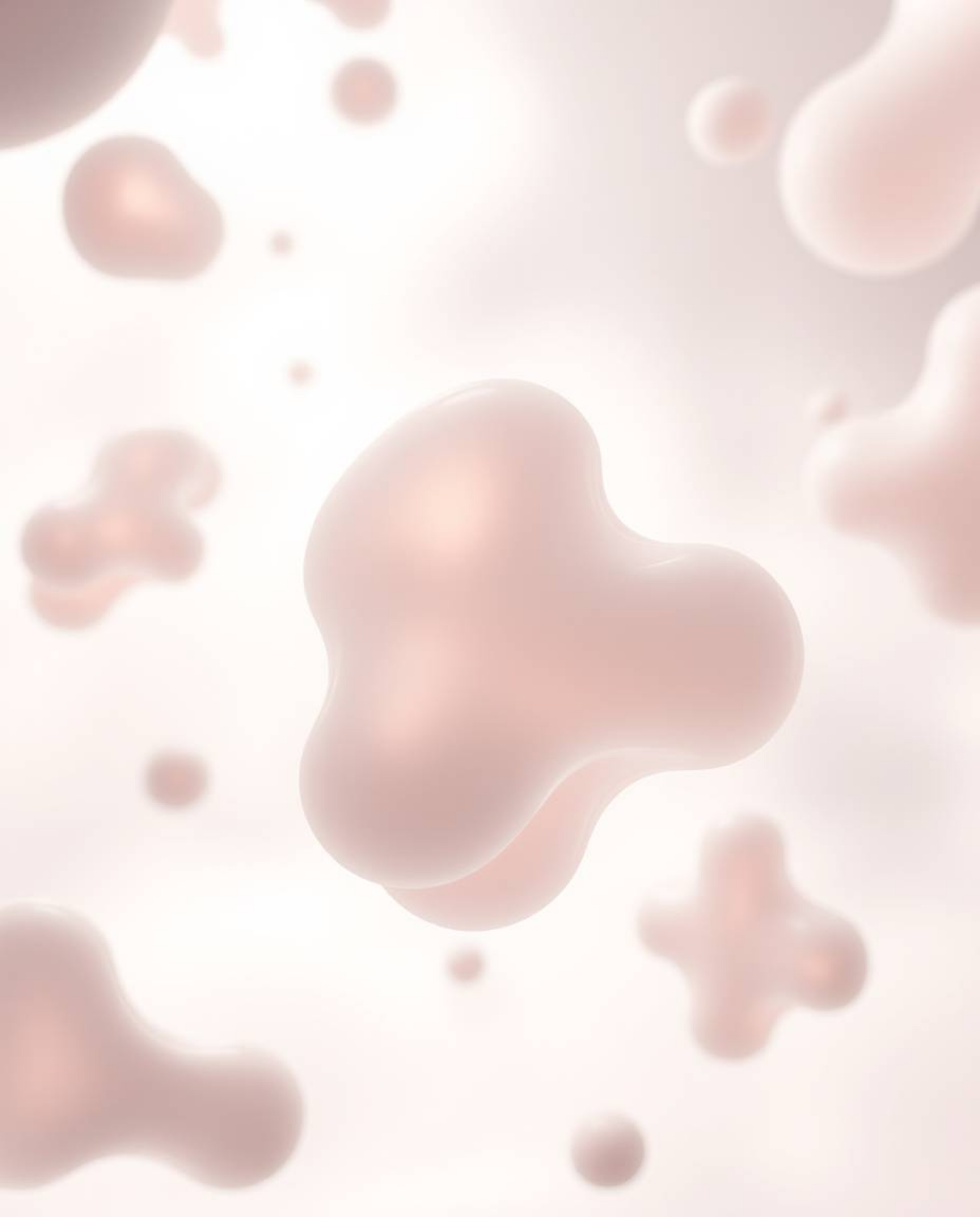 Explore a dreamy, ethereal world rendered in 3D, featuring fluid organic blobs of translucent material gently floating in the