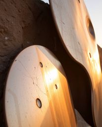 Explore a mesmerizing blend of natural earth tones and the warm glow of golden hour light illuminating sleek, metallic shapes