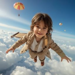 Exquisite high-fashion photography captures a young boy's joyful return to Earth in a vibrant, Pixar-style cardboard spaceshi