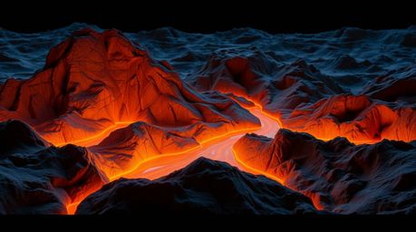 Explore a river delta landscape sculpted in clay, bathed in the warm glow of twilight colors. The scene is brought to life wi