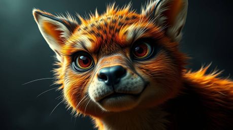 Explore a world of vibrant art featuring a sarcastic animal sidekick with expressive eyes, brought to life with intense drama