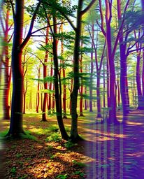 Experience a captivating blend of nature and digital art. This surreal image showcases a digital glitch effect overlaying a s