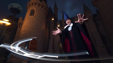 Capture the magic of a classic Disney villain casting a spell in an old castle with this stunning long exposure photograph.  