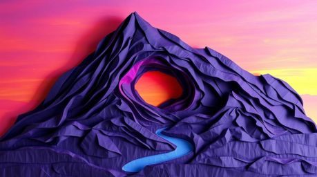 A stunning piece of sculpted papier-mâché artwork captures the ethereal beauty of the Northern Lights emerging during a vibra