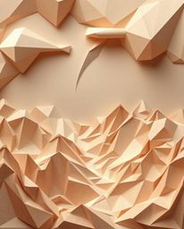Explore the captivating fusion of digital glitches and intricate origami aesthetics in this landscape art piece. Featuring na
