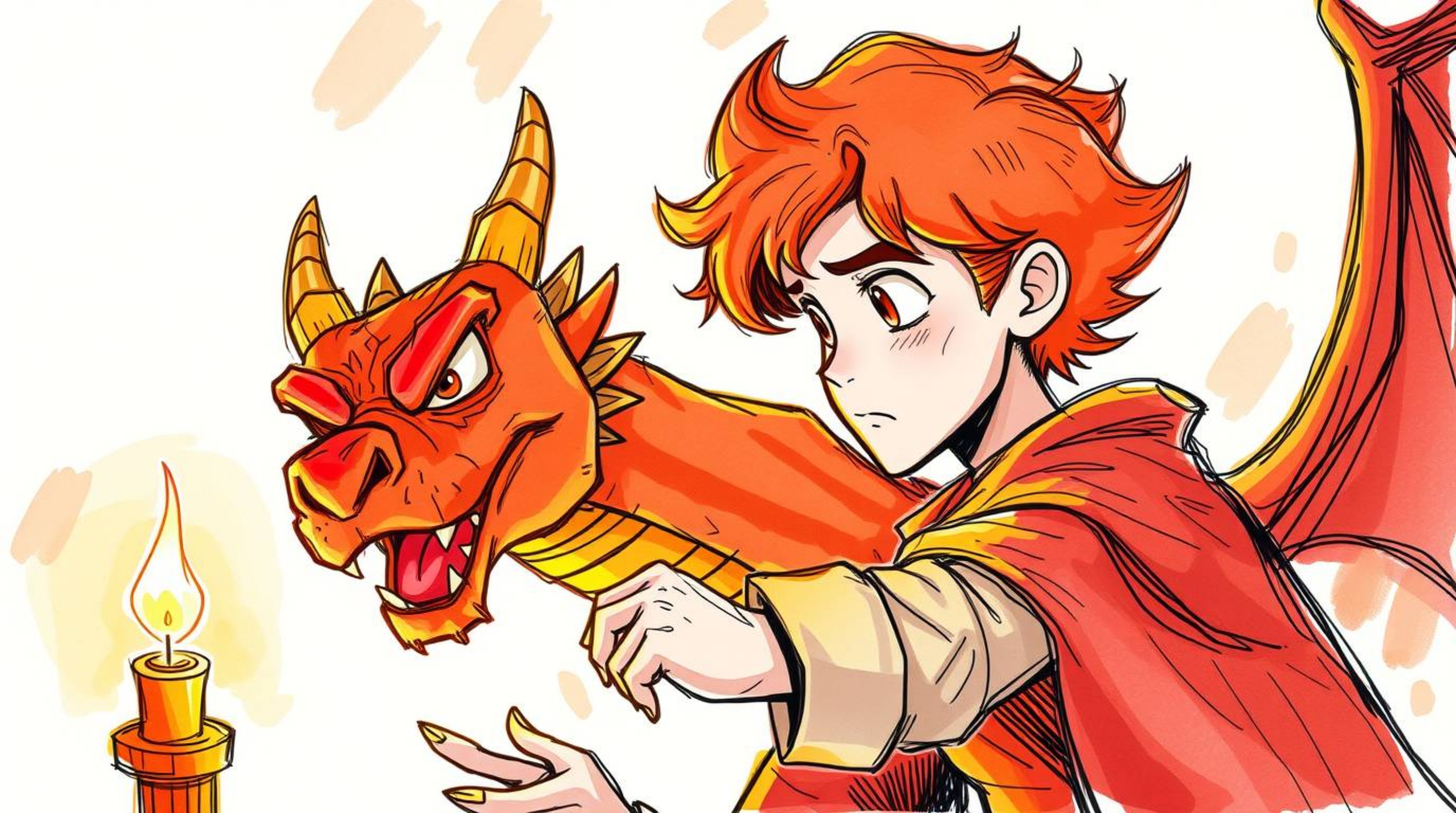 A warm, hand-drawn sketch in a colorful sketchnote style depicts a charming prince with expressive features and fair skin bat