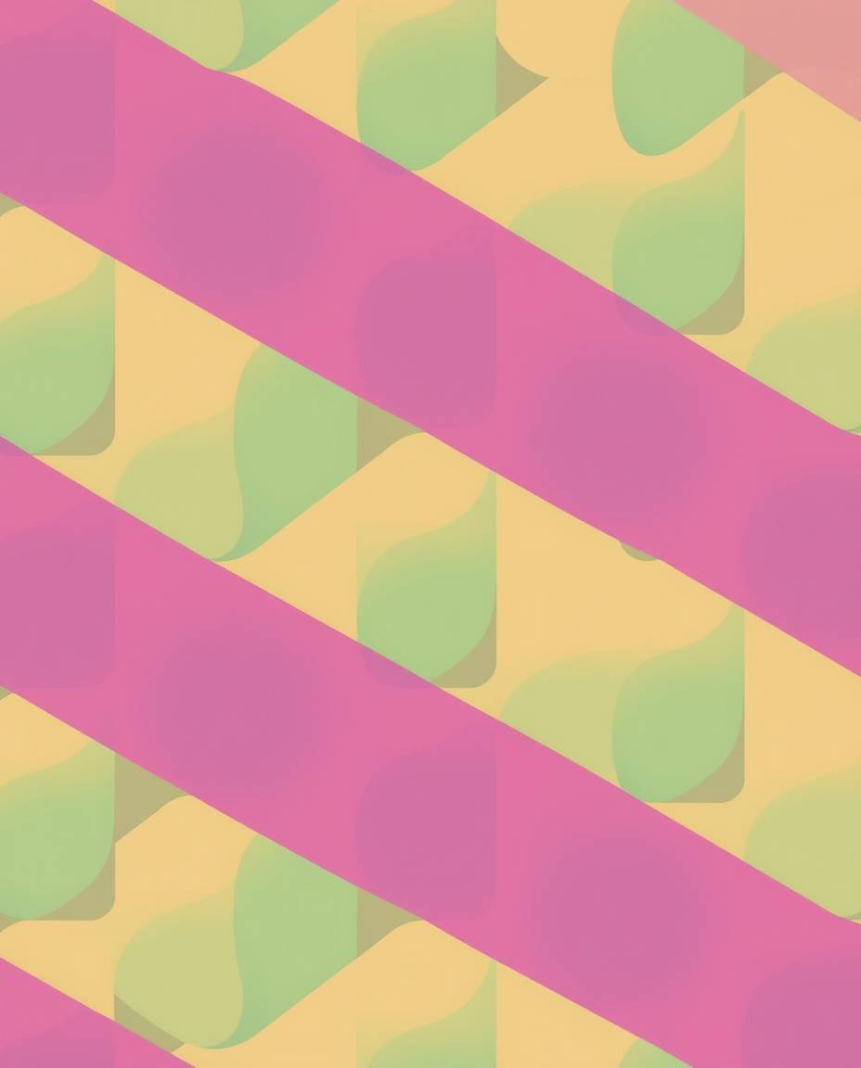 This collection features modern flat design aesthetics, highlighted by geometric pattern wallpaper using soft pastel gradient