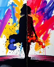 Explore captivating acrylic painting techniques featuring backlit silhouettes and bold brushstrokes against vibrant backgroun