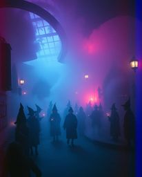 Immerse yourself in a dramatic, cinematic portrayal of a magical school teeming with young wizards. Rendered in captivating i