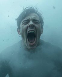 Experience a captivating visual journey where a person screams amidst a world dissolving into pixelated fragments within a th