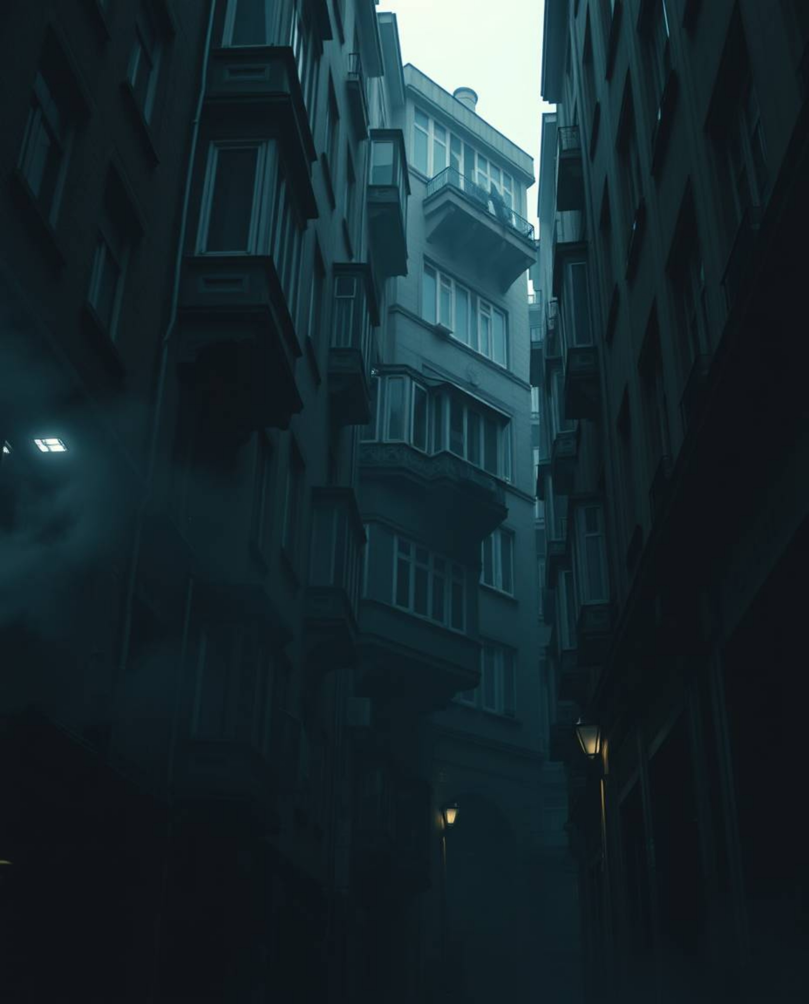 Explore a captivating surreal street scene where buildings defy gravity, folding and twisting into impossible shapes.  The im