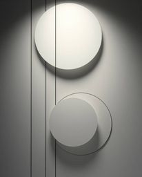 A captivating cinematic photograph showcases a minimalist geometric pattern of circles and lines, reminiscent of the Bauhaus 