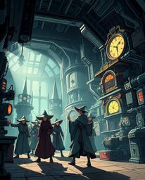 Explore a futuristic sci-fi illustration of a magical school teeming with young wizards. This artwork features strong, hard l