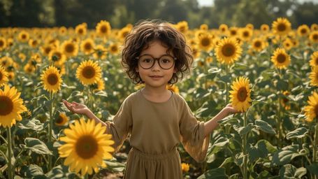 A highly detailed, high-resolution stock photo, reminiscent of Pixar's whimsical style, featuring a bespectacled, curly-haire