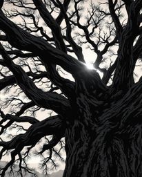 A tight close-up in a classic black and white Isekai anime style, this piece features an expressive composition of a sunset b