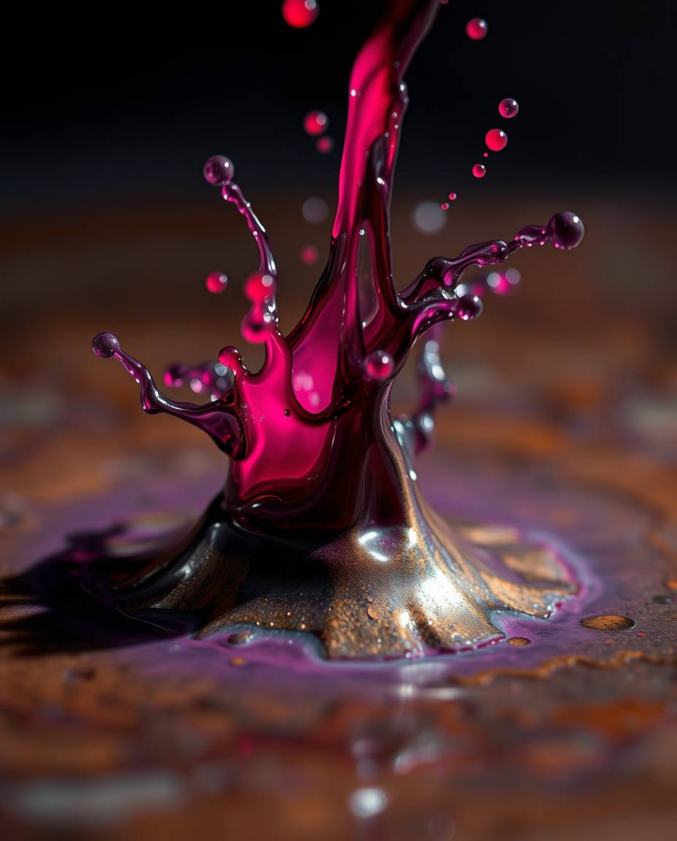 A captivating macro photograph captures the vibrant moment of ink splashing into water, revealing a stunning cast bronze surf