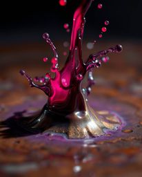 A captivating macro photograph captures the vibrant moment of ink splashing into water, revealing a stunning cast bronze surf