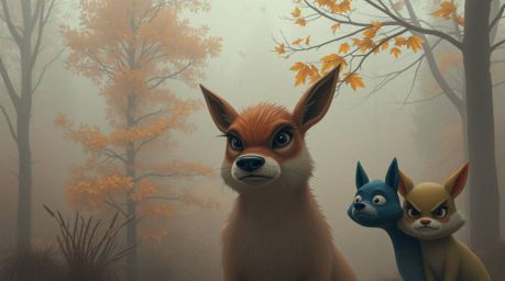 Immerse yourself in a scene of thick fog and warm autumn colors, creating a cozy and earthy atmosphere.  Low visibility adds 