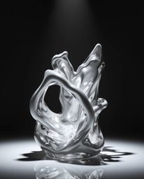 Explore the captivating world of sculptural 3D fluid shapes crafted from reflective mercury.  This series utilizes studio lig
