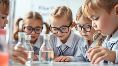 Explore the enchanting world of childhood curiosity with this extreme macro close-up. Witness quirky children in school unifo