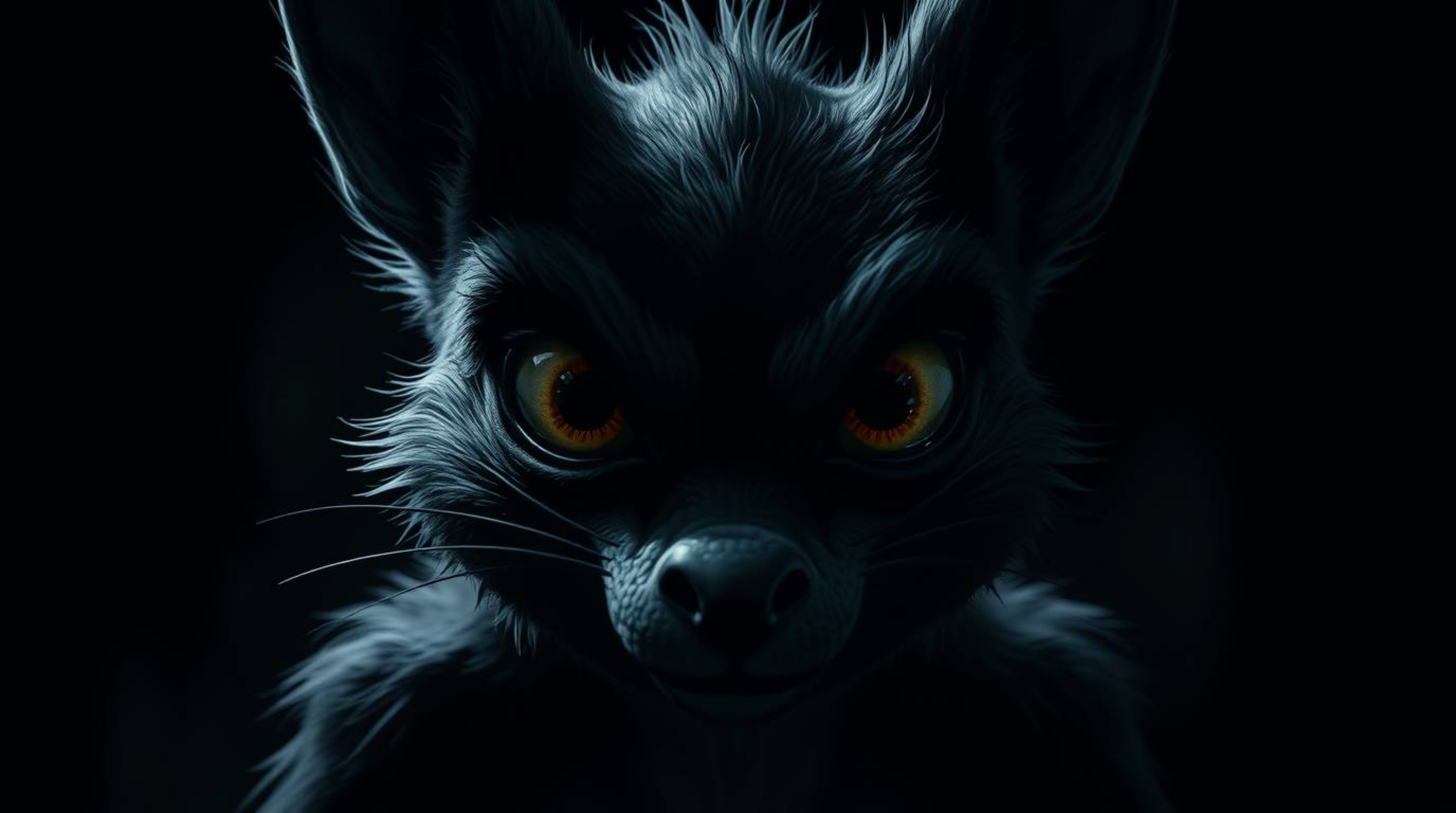 Discover a chillingly captivating image of a sarcastic animal sidekick, rendered entirely in intense jet black.  Its expressi