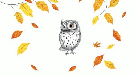 A rough textured pencil sketch depicts a heartwarming scene: a blind owl with feathers meticulously detailed in pencil stroke