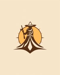 This logo design features a geometric, balanced, and symmetrical style inspired by a Disney-style desert adventure hero. The