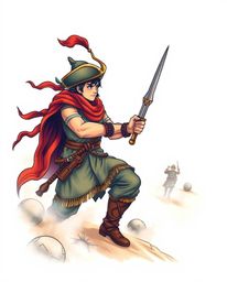 A vibrant, traditional tattoo-style print showcases a brave hero embarking on a Disney-esque desert adventure.  The artwork f