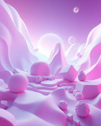 Explore dreamlike 3D shapes adorned with smooth gradient textures in a captivating futuristic art style. This artwork evokes 
