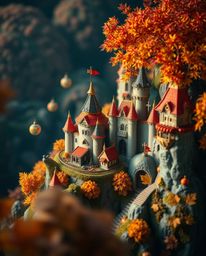 Explore a breathtaking, colorful kingdom featuring floating islands and magnificent castles, captured in a tight close-up sho